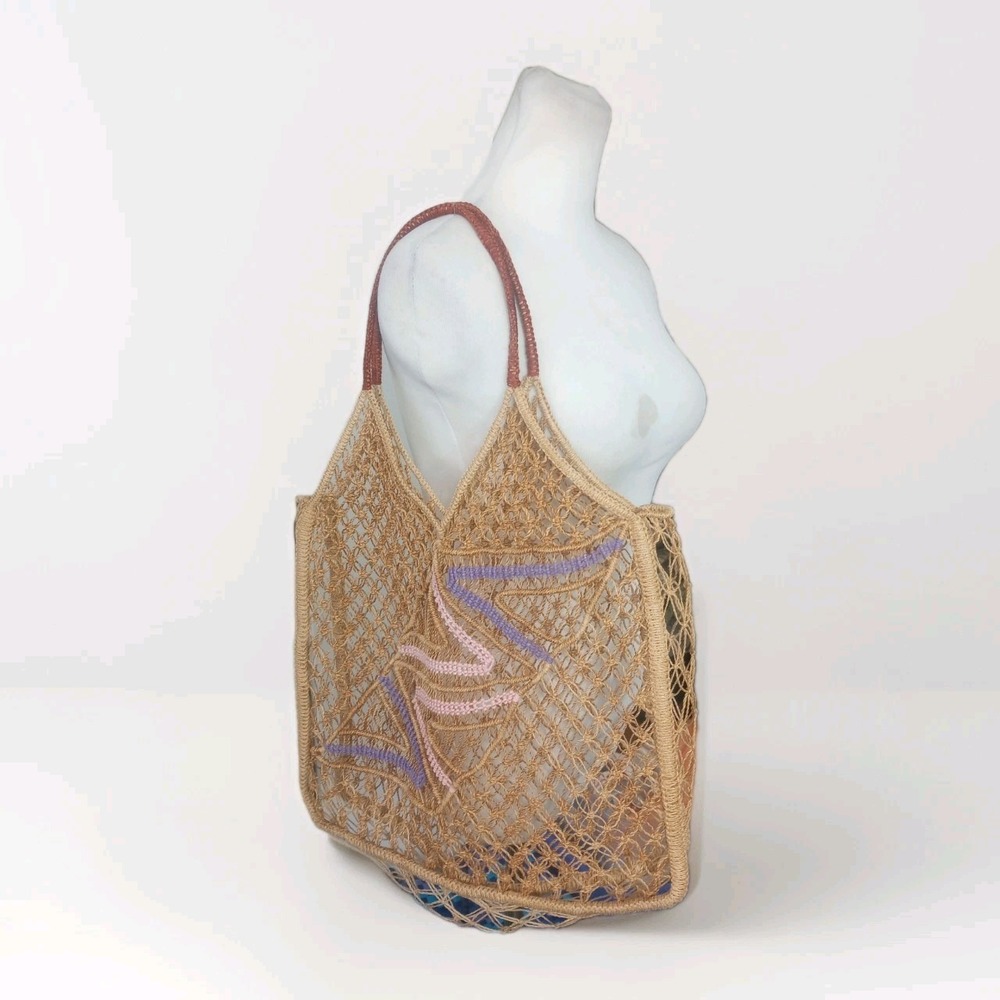 Open Knit Crochet Straw Market Shopping Beach Pool Towel Bag Purse Tote